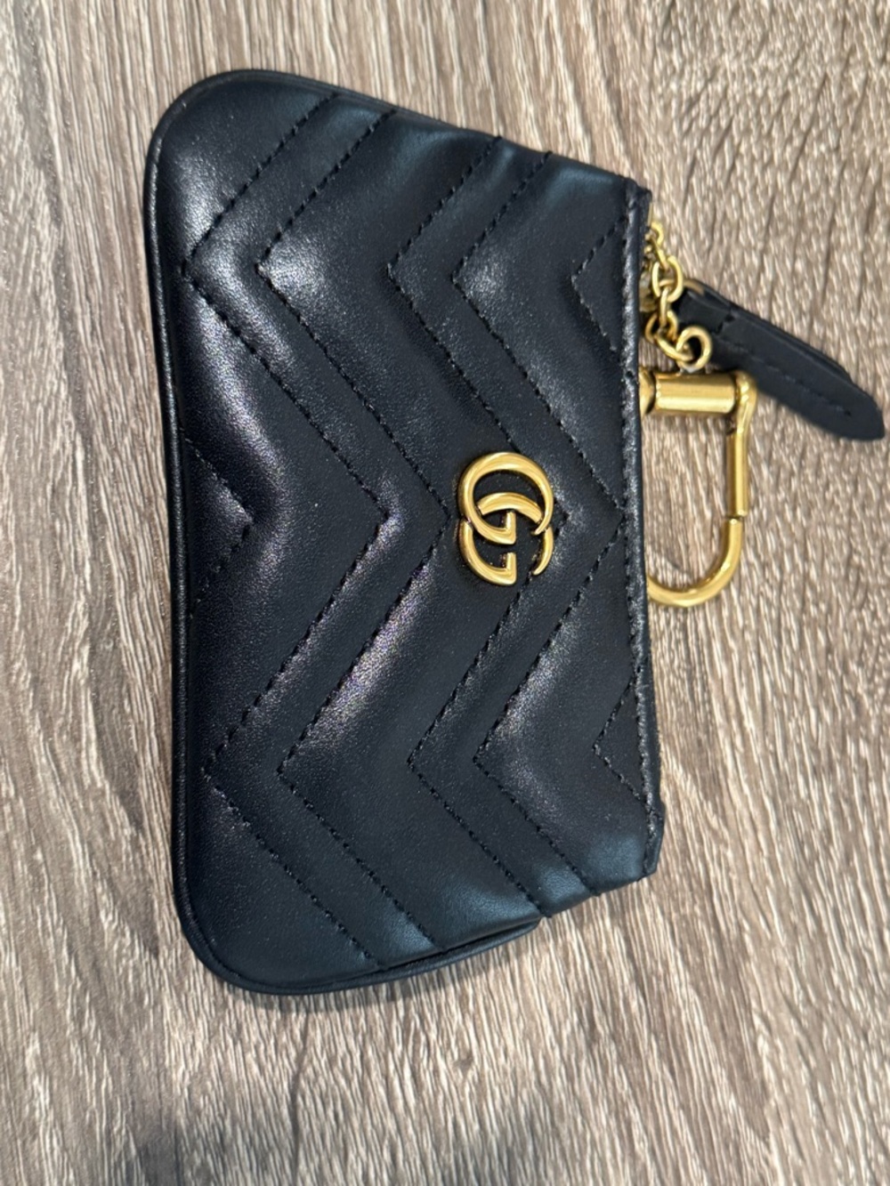 Black Quilted Leather Key Pouch